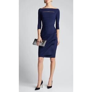 CHIARA BONI LA PETITE ROBE Kate Off-the-Shoulder 3/4-Sleeve Dress Sz 50 US 14